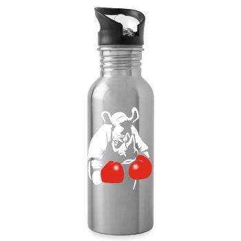 Rhinocéros boxeur - Gourde avec paille intégrée - argent clair - Droite