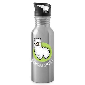 Sleep shirt alpaca cute sleeping night animals icon - Water bottle with straw - silver - Right