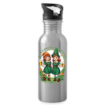 Have a happy St. Patrick's Day - Water bottle with straw - silver - Right