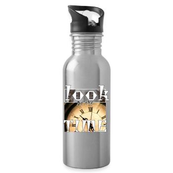 Schauen Sie auf die Zeit - Trinkflasche mit integriertem Trinkhalm - Lightsilver - Rechts