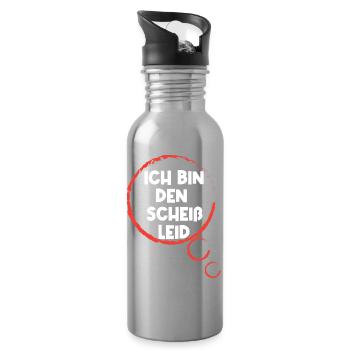 Gleichgültig Egal Statement Ist Mir Wurscht - Trinkflasche mit integriertem Trinkhalm - Lightsilver - Rechts