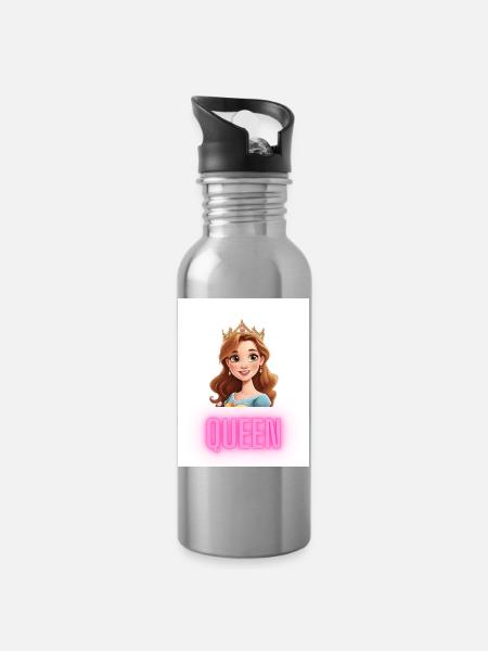 Mon design - Gourde avec paille intégrée - argent clair