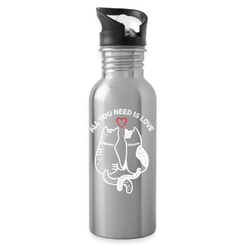 Cats - All You Need is Love - Water bottle with straw - silver - Right