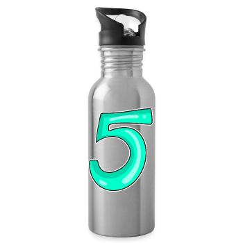 5 Number Number Motif - Water bottle with straw - silver - Right