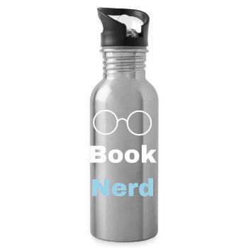 Buch-Nerd - Trinkflasche mit integriertem Trinkhalm - Lightsilver - Rechts