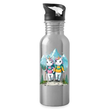 Wanderer Unicorns - Water bottle with straw - silver - Right