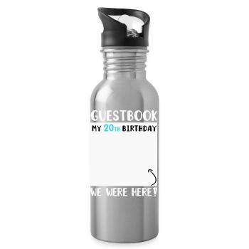 20th Birthday - Water bottle with straw - silver - Right