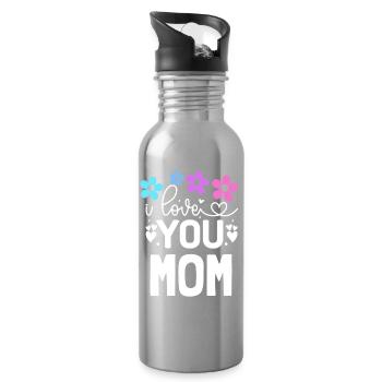 Ich hab dich lieb, Mama - Trinkflasche mit integriertem Trinkhalm - Lightsilver - Rechts