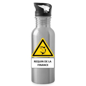 Hai der Finanzen - Trinkflasche mit integriertem Trinkhalm - Lightsilver - Rechts