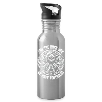 SCHÄDEL DER ALBTRÄUME: SCHLIESSE DICH DER DUNKLEN SEITE AN - Trinkflasche mit integriertem Trinkhalm - Lightsilver - Rechts