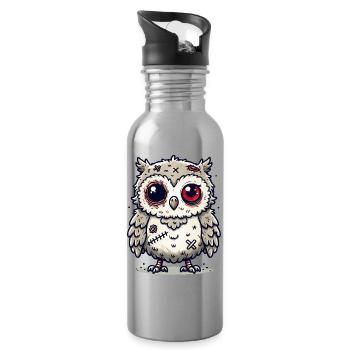 gruselige Zombie-Eule für Halloween Spaß - Trinkflasche mit integriertem Trinkhalm - Lightsilver - Rechts