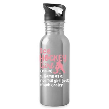 Eishockey Eishockeyspielerin - Trinkflasche mit integriertem Trinkhalm - Lightsilver - Rechts