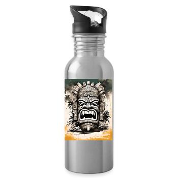Masque Tiki Asie Art - Gourde avec paille intégrée - argent clair - Droite
