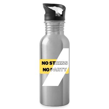 Kein Stress, keine Party - Trinkflasche mit integriertem Trinkhalm - Lightsilver - Rechts