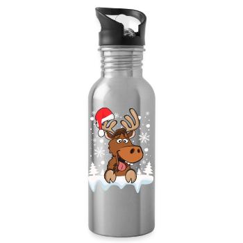 Cooles Rentier Weihnachtsmütze Schnee Weihnachten - Trinkflasche mit integriertem Trinkhalm - Lightsilver - Rechts
