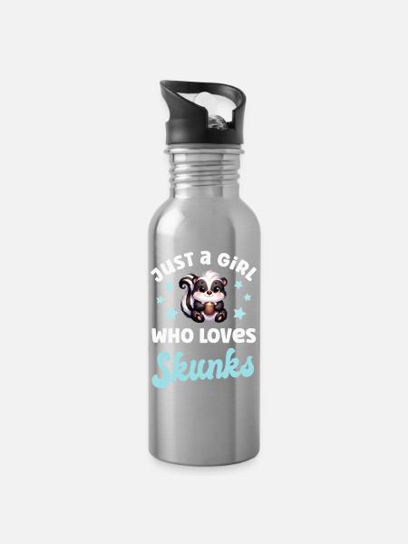 Stinktier - Trinkflasche mit integriertem Trinkhalm - Lightsilver