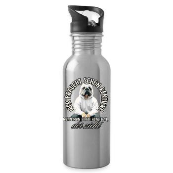 Hund zieht mehr als Rentner - Trinkflasche mit integriertem Trinkhalm - Lightsilver - Rechts