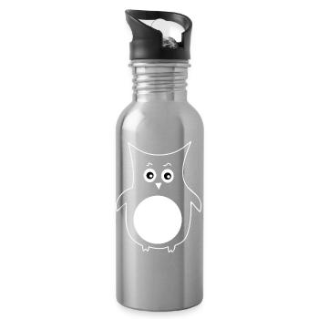 weiße Eule Vogel weiß - Trinkflasche mit integriertem Trinkhalm - Lightsilver - Rechts