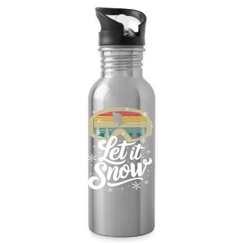 Let It Snow Ski Winterlandschaft Schneelandschaft - Trinkflasche mit integriertem Trinkhalm - Lightsilver - Rechts
