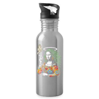 Floral Halo Mona – Retro Smoking Art Design - Gourde avec paille intégrée - argent clair - Droite