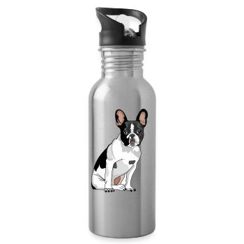 Hund Französiche Bulldogge - Trinkflasche mit integriertem Trinkhalm - Lightsilver - Rechts