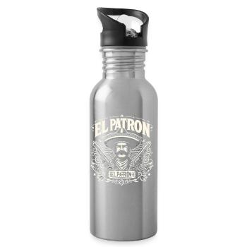 El Patron Sombrero-Gangster Grafik - Trinkflasche mit integriertem Trinkhalm - Lightsilver - Rechts