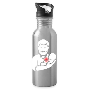 papa père papou humour blague cadeau t - Gourde avec paille intégrée - argent clair - Droite