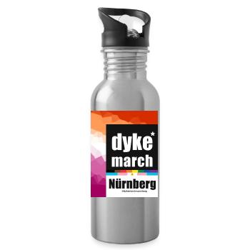 Dyke*March Nürnberg 2025 lesbian flag - Trinkflasche mit integriertem Trinkhalm - Lightsilver - Rechts