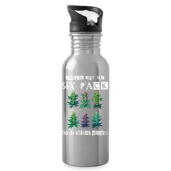 Cannabis Six Pack - Trinkflasche mit integriertem Trinkhalm - Lightsilver - Rechts