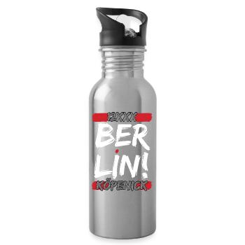 Berlin 12XXX – Stolzes Köpenick Bezirks-Design - Trinkflasche mit integriertem Trinkhalm - Lightsilver - Rechts