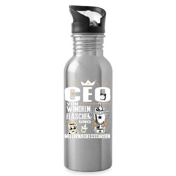 CEO von Windeln Flaschen Eltern Humor Design - Trinkflasche mit integriertem Trinkhalm - Lightsilver - Rechts