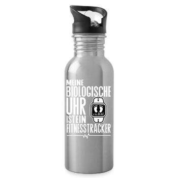 Meine biologische Uhr ist ein Fitnesstracker - Trinkflasche mit integriertem Trinkhalm - Lightsilver - Rechts