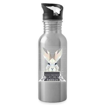 Rabbit Mugshot – L’humour du lapin en géométrie - Gourde avec paille intégrée - argent clair - Droite