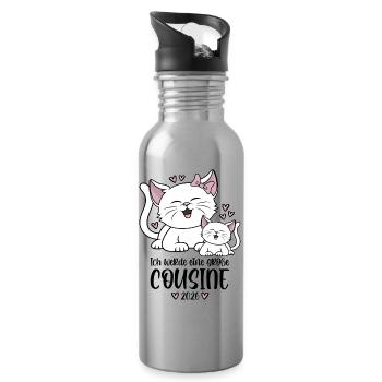 Große Cousine 2026 Kätzchen Katze Katzen Kinder - Trinkflasche mit integriertem Trinkhalm - Lightsilver - Rechts
