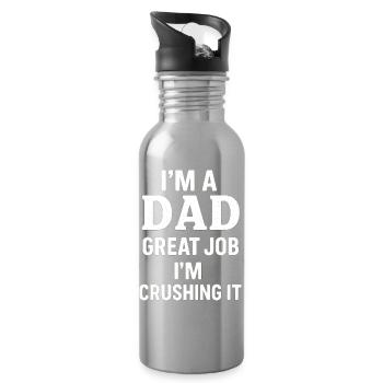 Proud Dad - Reliable and Confident - Water bottle with straw - silver - Right
