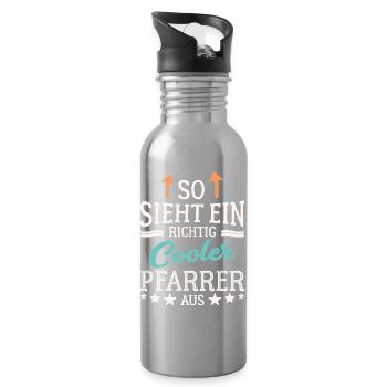 So sieht ein richtig cooler Pfarrer aus Pastor - Trinkflasche mit integriertem Trinkhalm - Lightsilver - Rechts