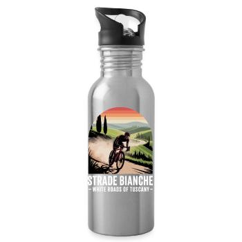 Strade Bianche Kunst Radfahren Toskana - Trinkflasche mit integriertem Trinkhalm - Lightsilver - Rechts