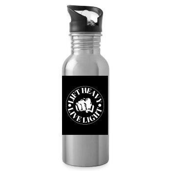 Motivational slogan with fist motif - Water bottle with straw - silver - Right