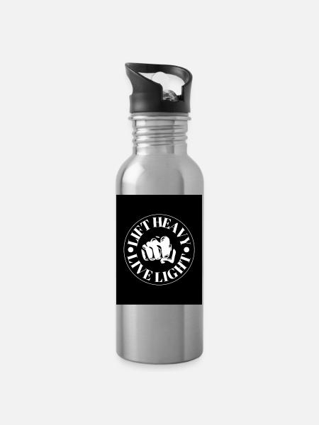 Motivational slogan with fist motif - Water bottle with straw - silver