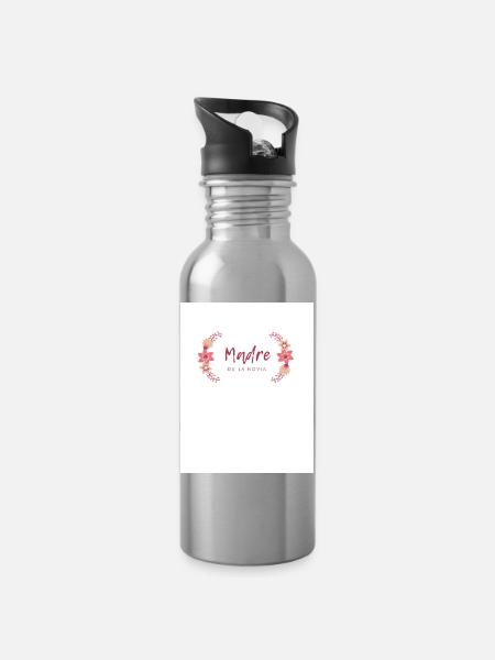 Mutter der Blumenbraut - Trinkflasche mit integriertem Trinkhalm - Lightsilver