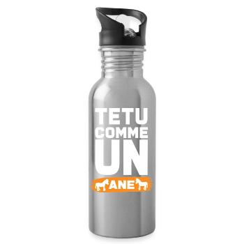 TEXT WIE EIN ESEL - Trinkflasche mit integriertem Trinkhalm - Lightsilver - Rechts