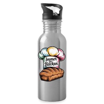 Blague sur la cuisine et le plaisir - Gourde avec paille intégrée - argent clair - Droite