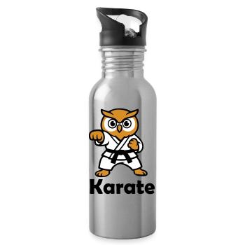 Karate Eule - Trinkflasche mit integriertem Trinkhalm - Lightsilver - Rechts