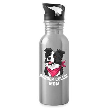 order Collie Mom Illustration for Dog Lovers - Water bottle with straw - silver - Right