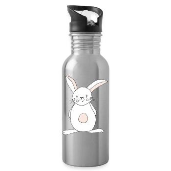 Imprimé de dessin animé de lapin mignon - Gourde avec paille intégrée - argent clair - Droite