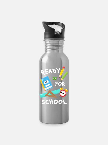 Schulanfang Schulanfänger Einschulung Schulkind - Trinkflasche mit integriertem Trinkhalm - Lightsilver