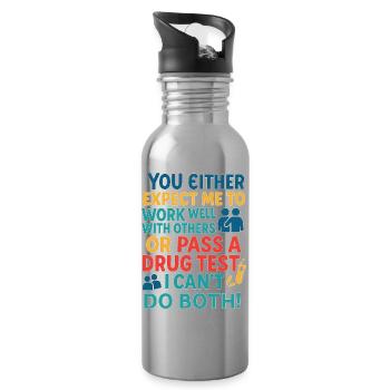 Humorvolle Drogentest-Challenge T-Shirt - Trinkflasche mit integriertem Trinkhalm - Lightsilver - Rechts
