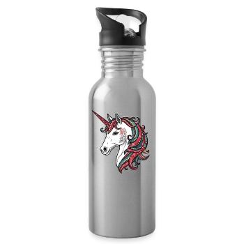 Unicorn - Water bottle with straw - silver - Right