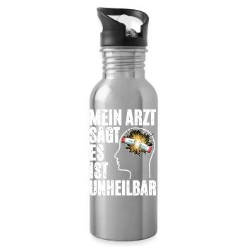Pyrotechnik Im Kopf - Trinkflasche mit integriertem Trinkhalm - Lightsilver - Rechts