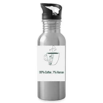 Humour Café 99% Caféine 1% Humain - Gourde avec paille intégrée - argent clair - Droite